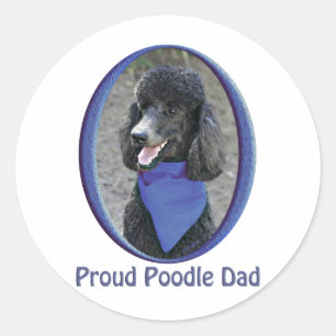 Pegatina Redonda Papá orgulloso del caniche