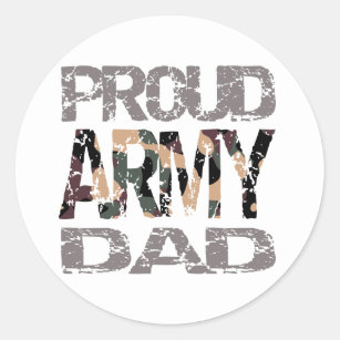 Pegatina Redonda Papá orgulloso del ejército