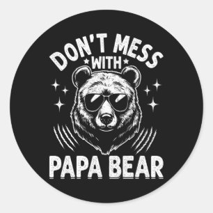 Pegatina Redonda Papa Oso no se mezcle con padres graciosos de papá