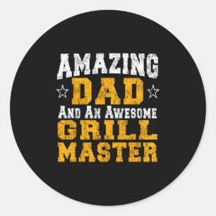 Pegatina Redonda Papá Padre Barbecue Shirt Bbq Grill Master Pit Bos