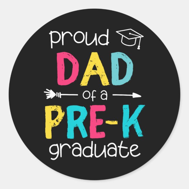 Pegatina Redonda Papá Padre Prek Familia Preescolar Coincidiendo Gr (Anverso)