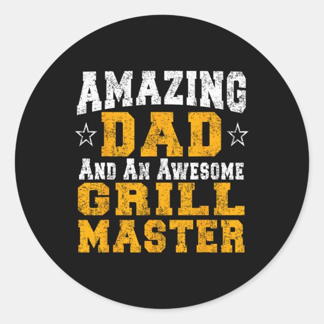 Pegatina Redonda Papá Padre Rbecue Shirt Bbq Grill Master Pit Boss (Anverso)