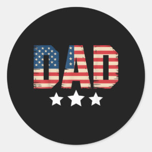 Pegatina Redonda Papá Patriótico Día del Padre Bandera Americana 4