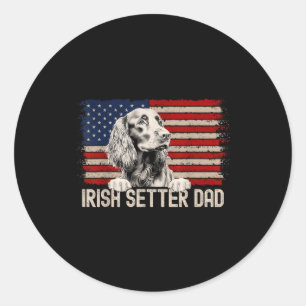Pegatina Redonda Papá Perro Siempre Bandera Americana - Papá Setter