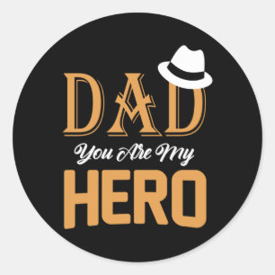 Pegatina Redonda Papá Regalos   Papá, eres mi héroe