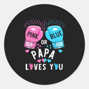 Pegatina Redonda Papa Rosa O Azul Te Ama Boxear Revelación De Géner