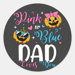 Pegatina Redonda Papá Rosa O Azul Te Ama Calabaza Bebé