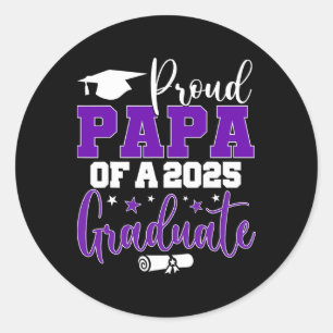 Pegatina Redonda Papa Senior 2025 Orgulloso Papá De Un Cl De Gradua
