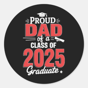 Pegatina Redonda Papá Senior 2025 Orgulloso Papá De Un Graduado De