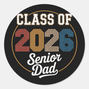 Pegatina Redonda Papá Senior Cl De 2026 Graduación 2026 Graduado Re