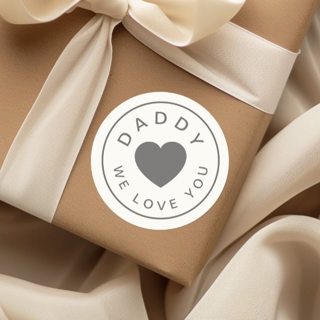 Pegatina Redonda Papá, te queremos un corazón dulce. (Daddy We Love You Dusty Cute Heart Classic Round Sticker)