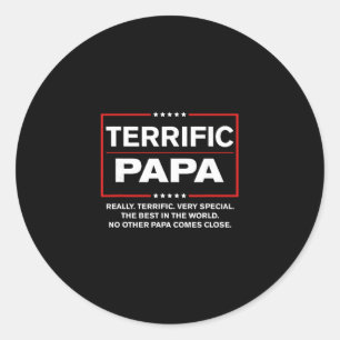 Pegatina Redonda Papa Terífico - Divertido Donald Trump Mejor Papa