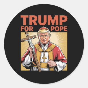 Pegatina Redonda Papa Trump Divertido Trump Vaticano Cristiano Retr