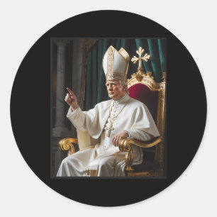 Pegatina Redonda Papa Trump Divertido Trump Vaticano Cristiano Retr