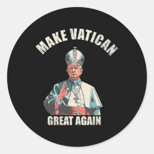 Pegatina Redonda Papa Trump Divertido Trump Vaticano Cristiano Retr