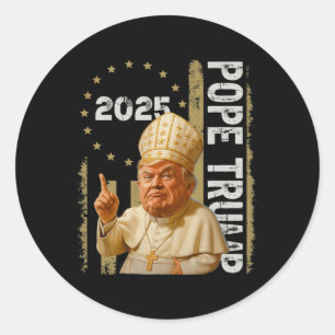 Pegatina Redonda Papa Trump Divertido Trump Vaticano Cristiano Retr