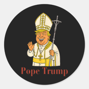 Pegatina Redonda Papa Trump Divertido Trump Vaticano Cristiano Retr