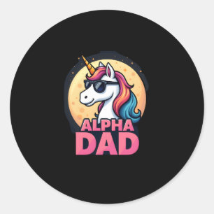 Pegatina Redonda Papá Unicornio Divertido Laufey Hombres Día del Pa