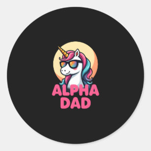Pegatina Redonda Papá Unicornio Divertido Laufey Hombres Día del Pa