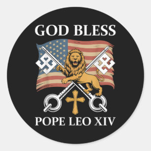 Pegatina Redonda Papa Vaticano Leo Xiv - Dios bendiga al Papa León