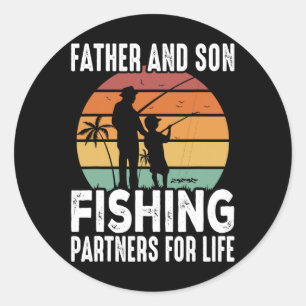 Pegatina Redonda Papá Vintage Y Los Socios De Pesca De Hijos Para L