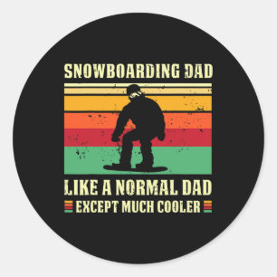 Pegatina Redonda Papá virgen de snowboard retro Papá Noel