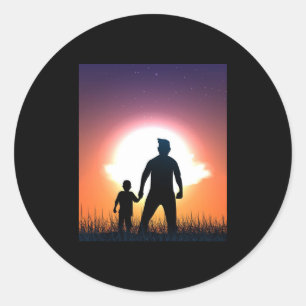 Pegatina Redonda Papá Y El Hijo   Padre Hijo Bestfriend