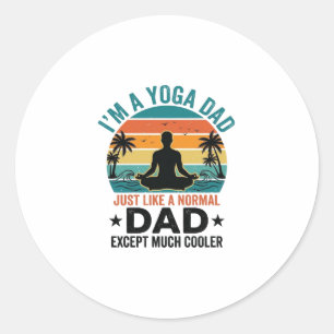 Pegatina Redonda Papá Yoga Vintage Atardecer Divertido Diseño de Ca
