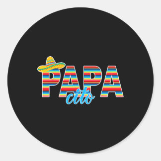 Pegatina Redonda Papacito Serape Sombrero Mexicano Cinco De Mayo