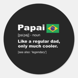 Pegatina Redonda Papai: Padres divertidos de la definición de papá 