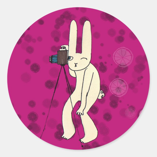 Pegatina Redonda Paparazi en rosa (Anverso)