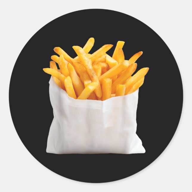 Pegatina Redonda Papas Fritas Fríen Disfraz De Comida Divertido De  (Anverso)