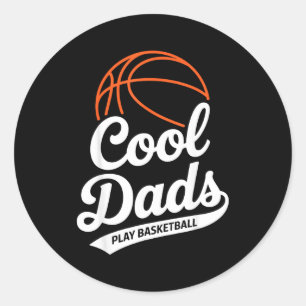 Pegatina Redonda Papás Geniales Juegan Baloncesto Papá