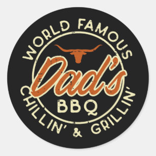 Pegatina Redonda Papás Más Famosos Del Mundo Bbq Grillin Byrbecue D