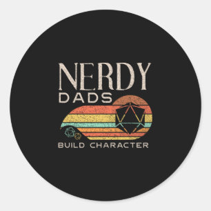 Pegatina Redonda Papás nerds construyen carácter divertido Rpg Gami
