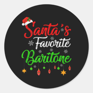 Pegatina Redonda Papás Noel divertidos camiseta de Navidad barítono
