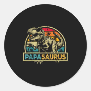 Pegatina Redonda Papasaurus T Rex Dinosaur Papa Saurus Coincidencia