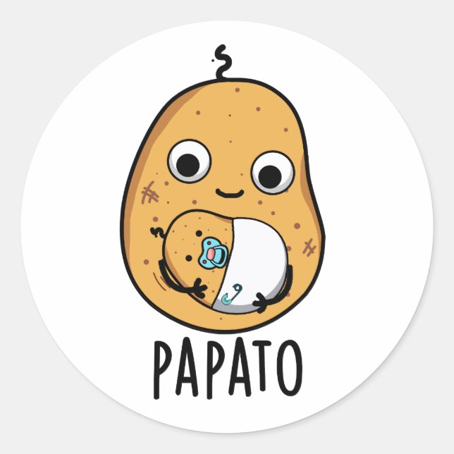 Pegatina Redonda Papato Funny Potato Pun (Anverso)