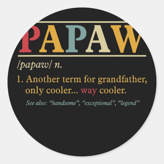 Pegatina Redonda Papaw, el día del abuelo de Papaw (Anverso)