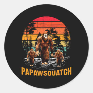Pegatina Redonda Papaw Squatch Funny Bigfoot Dad Sasquatch Yeti Ret