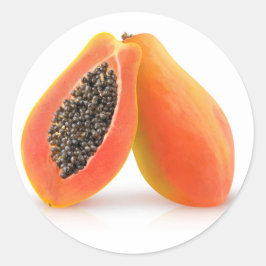 Pegatina Redonda Papaya a la mitad