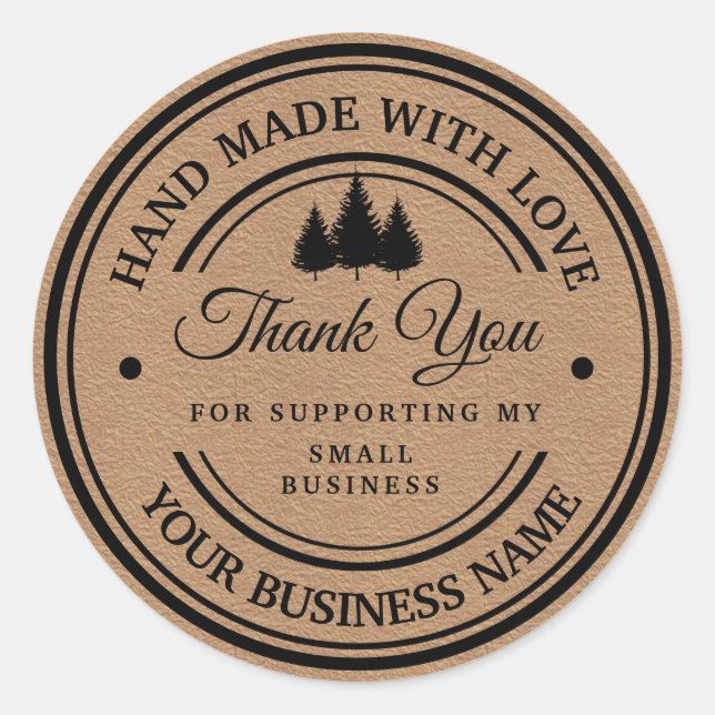 Pegatina Redonda Papel artesanal de madera de invierno | gracias (Anverso)