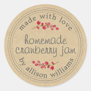 Pegatina Redonda Papel casero Cranberry Jam Kraft