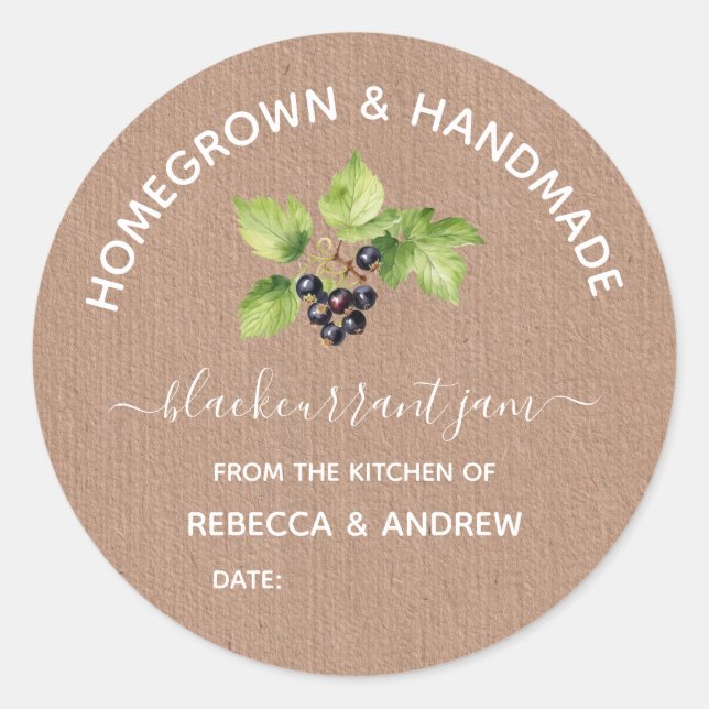 Pegatina Redonda Papel casero y papel casero de jam kraft (Anverso)