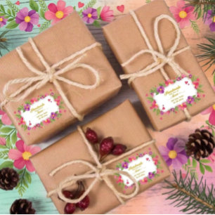 Pegatina Redonda Papel de carta floral de lirio gracia acuarela Gra