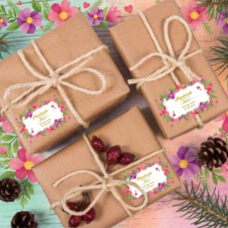 Pegatina Redonda Papel de carta floral de lirio gracia acuarela Gra