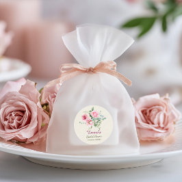 Pegatina Redonda Papel de ducha nupcial personalizado Rosa Vintage