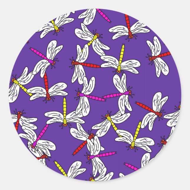 Pegatina Redonda Papel de escritorio de Dragonfly (Anverso)