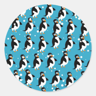Pegatina Redonda Papel de escritorio de Penguin