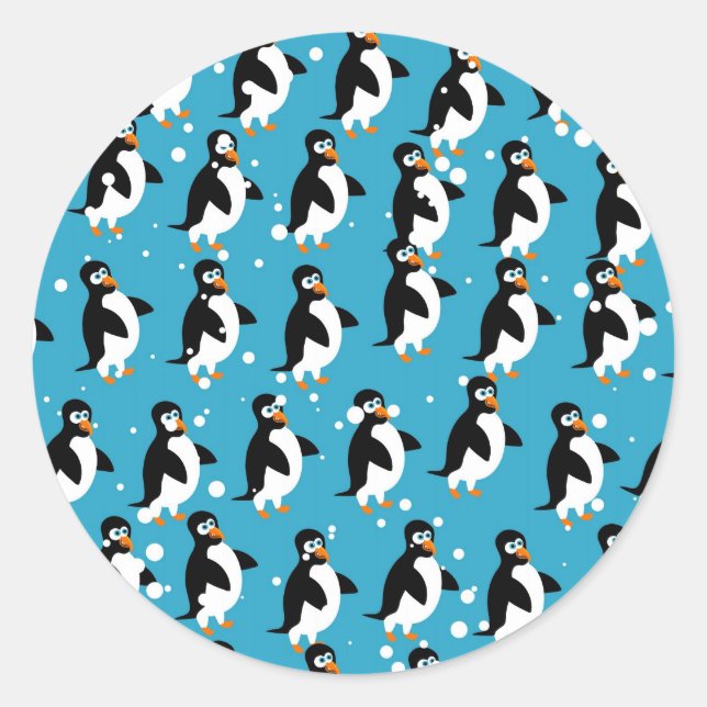 Pegatina Redonda Papel de escritorio de Penguin (Anverso)